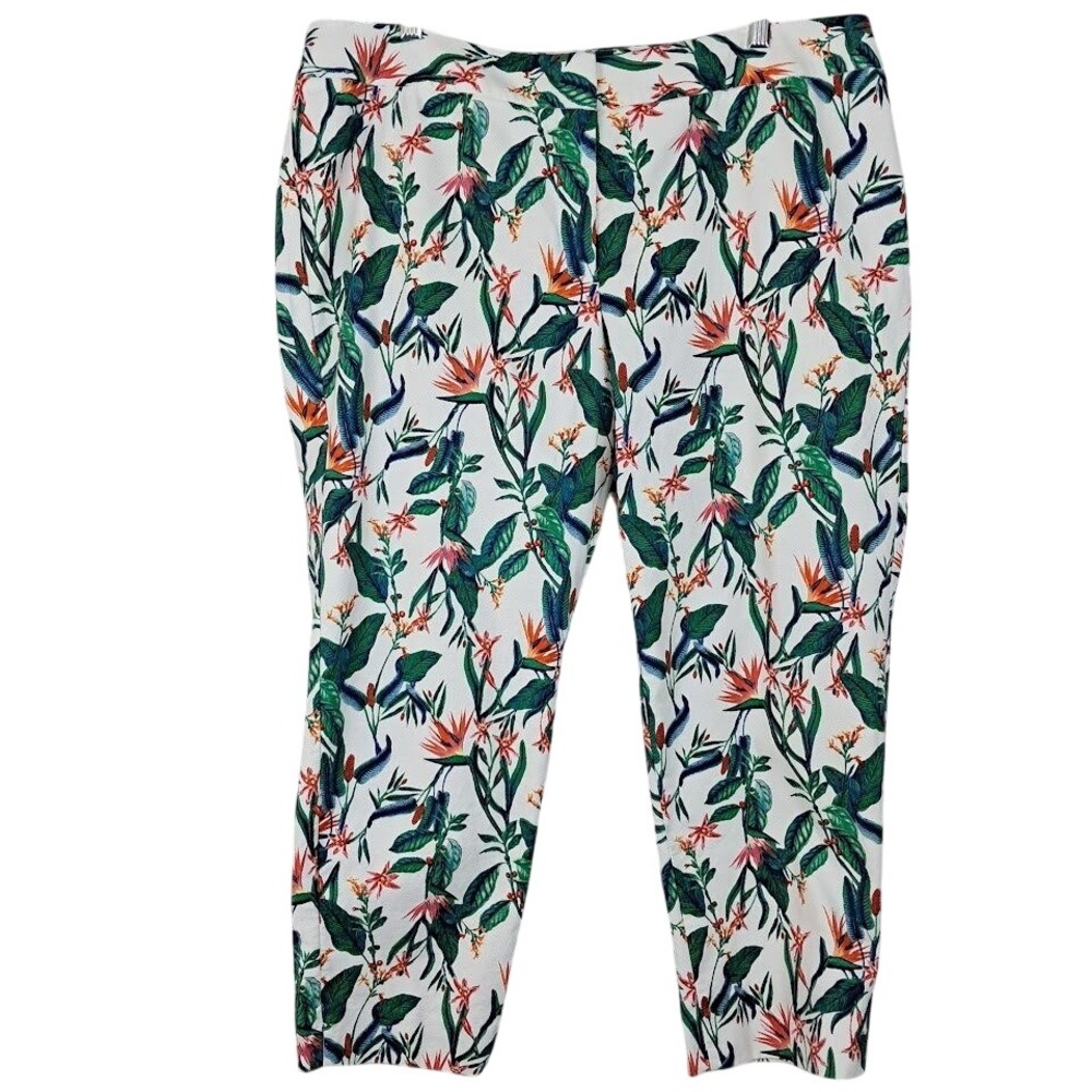 Talbots Hampshire 18WP Tropical Bird of Paradise Pique Ankle Pants Resortwear